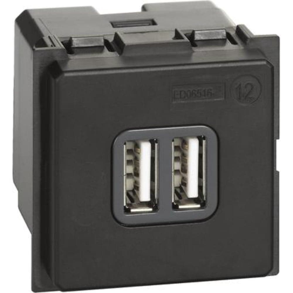 Зарядное устройство Bticino LIVING NOW USB Стандарты А-А 3000мА 2 модуля. K4285C2