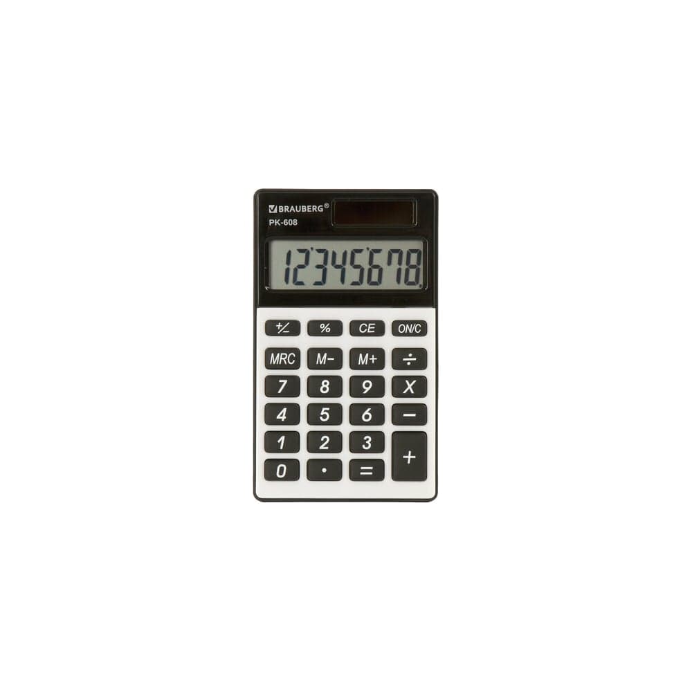 Карманный калькулятор BRAUBERG PK-608 107x64 мм, 8 разрядов, двойное питание, серебристый 250518