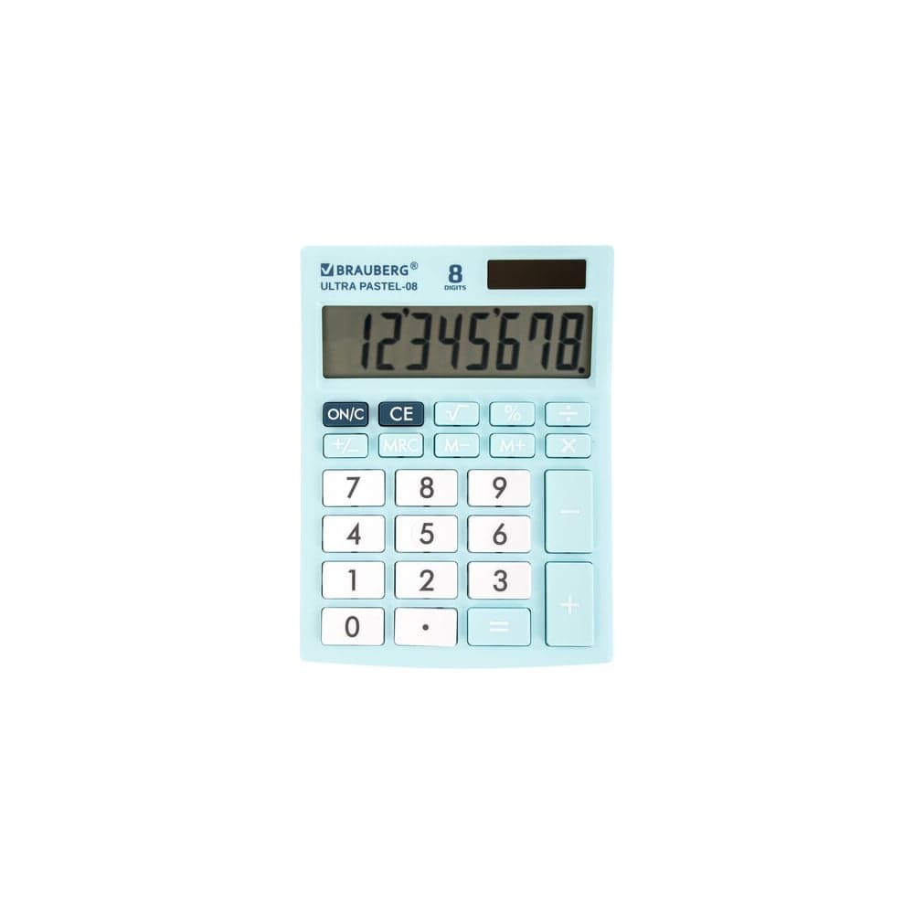Настольный компактный калькулятор BRAUBERG ULTRA PASTEL-08-LB 154x115 мм, 8 разрядов, голубой, 250513