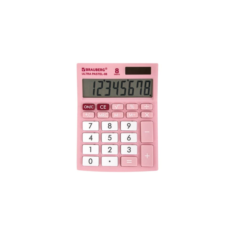 Настольный компактный калькулятор BRAUBERG ULTRA PASTEL-08-PK 154x115 мм, 8 разрядов, розовый, 250514