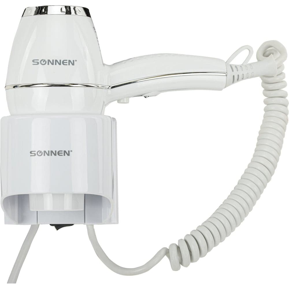 Фен для волос настенный SONNEN hd-2206 super power, 1850 вт, 2 скорости, белый, 608482