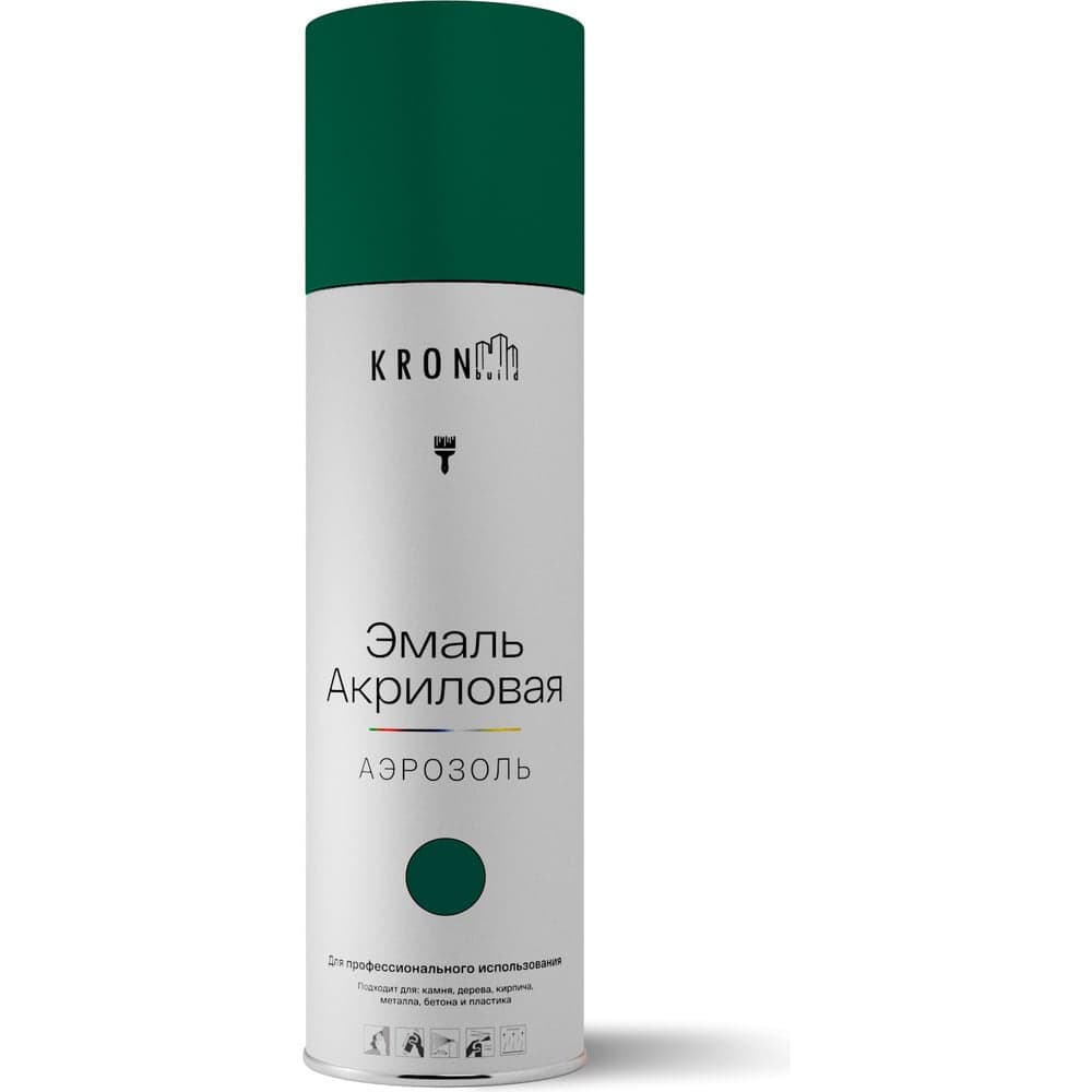 Эмаль акриловая Kronbuild RAL 6005 зеленый мох, глянец, 520 мл SP6005G
