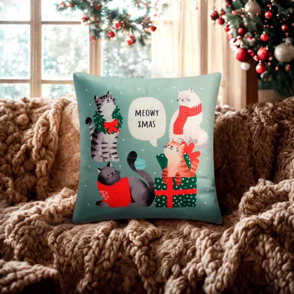 Чехол на подушку Этель Meow X-mas 40х40 см, 100% полиэстер, велюр 10495583
