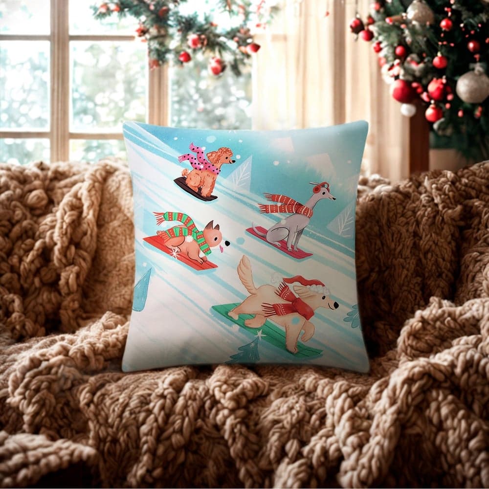 Чехол на подушку Этель Snowboarding dogs 40x40 см, 100% полиэстер, велюр 10401512