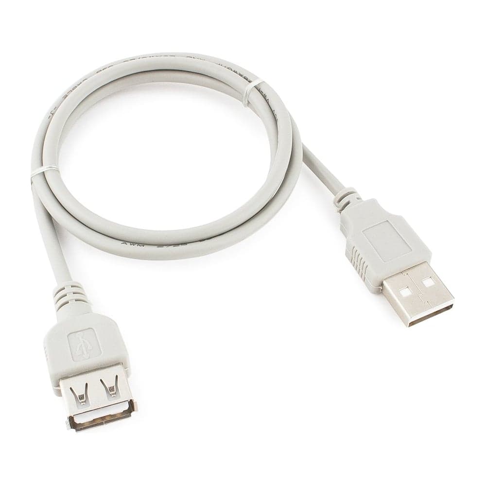 Кабель-удлинитель Cablexpert USB2.0, AM/AF, медь, Pro, 75см, серый, пакет, CC-USB2-AMAF-75CM-N