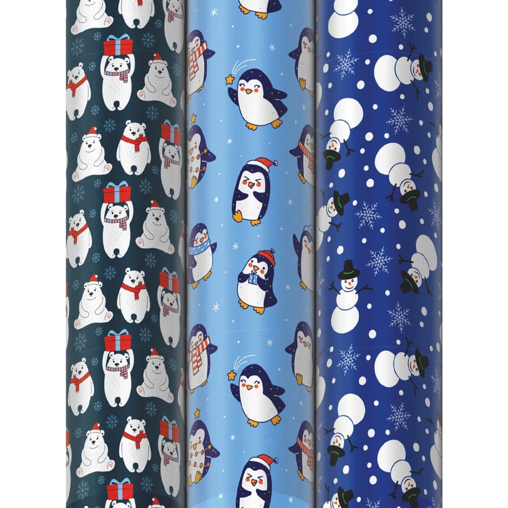 Новогодняя упаковочная бумага Золотая сказка 3 шт., Snow Fun, 70х100 см, 3 дизайна 592060