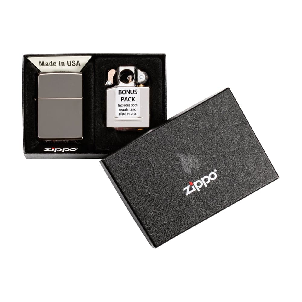 Подарочный набор Zippo: ветроустойчивая зажигалка Black Ice + вставной блок 29789