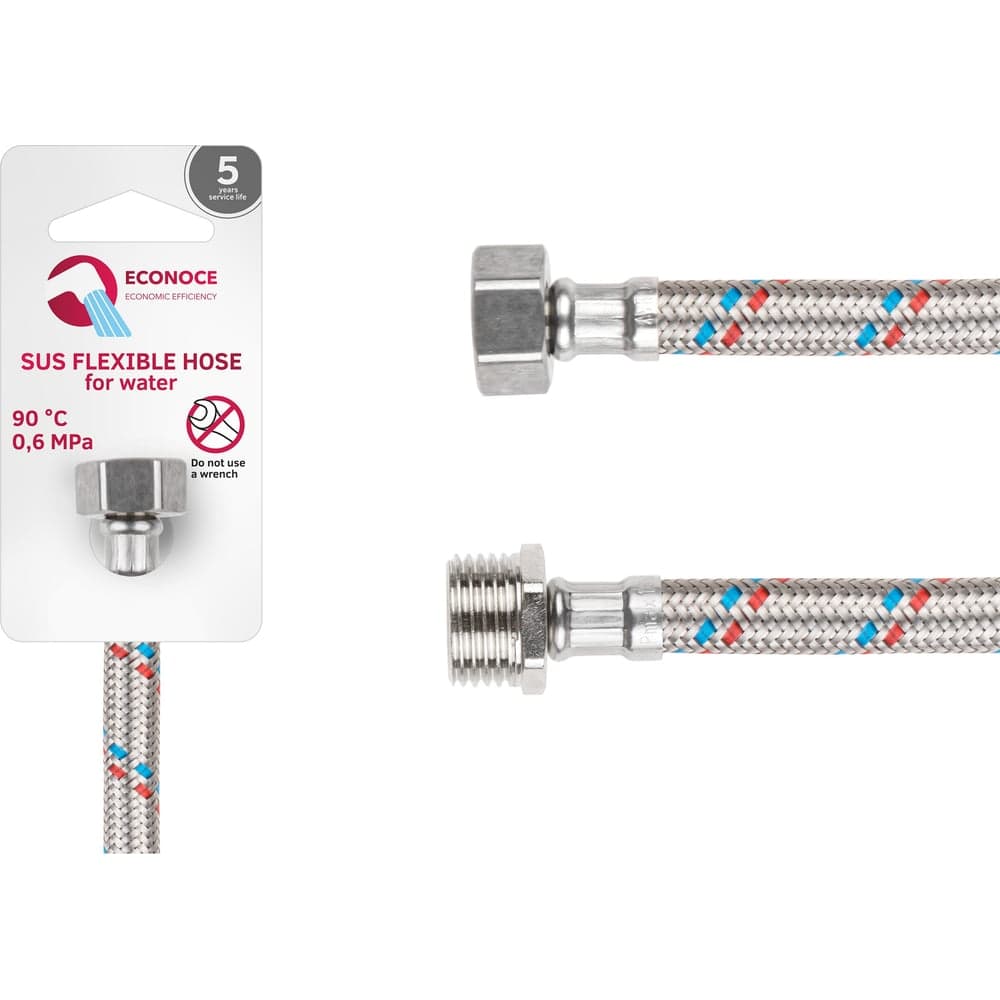 Гибкая подводка ECONOCE SUS, гайка 1/2" - штуцер 1/2", 60 см EC021060