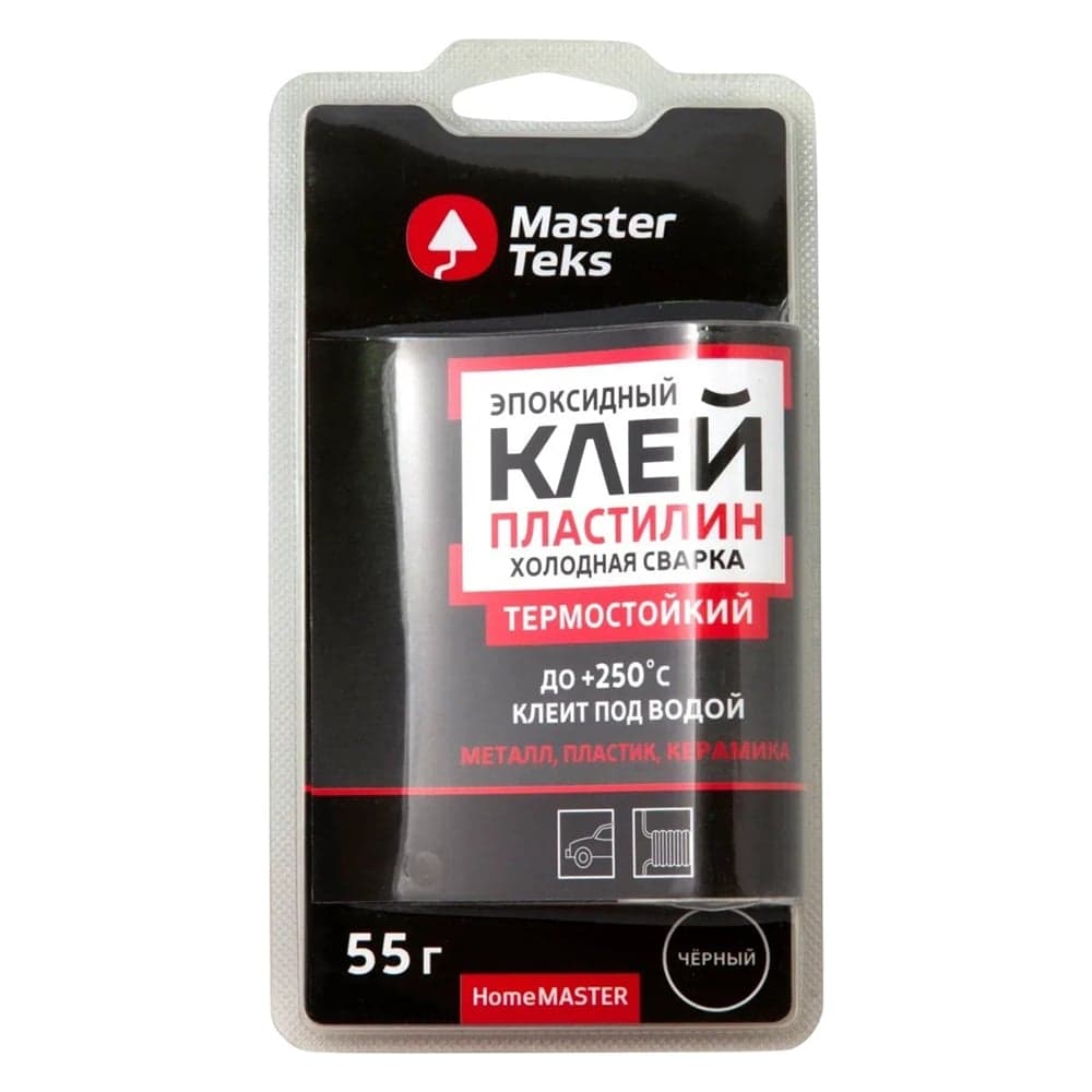 Клей холодная сварка MASTERTEKS HOMEMASTER эпоксидный, термостойкий, 55 г, черный 220389