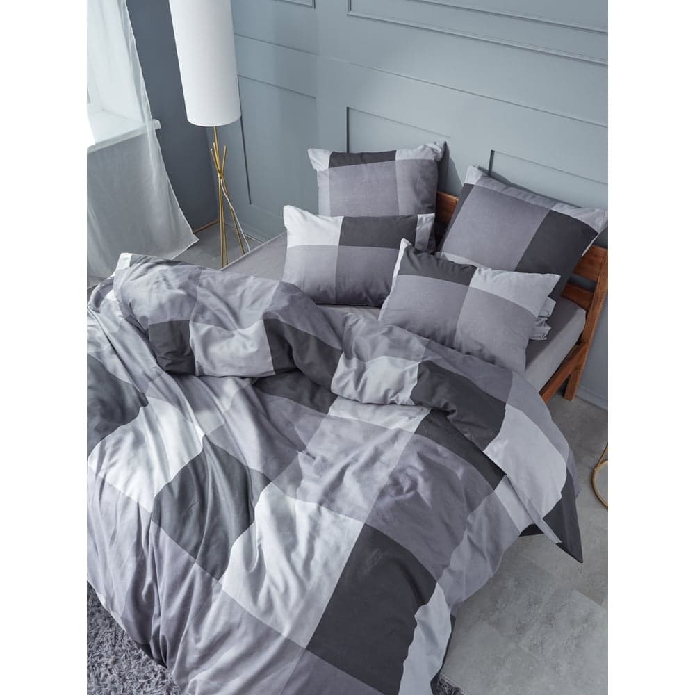 Комплект постельного белья Guten Morgen бязь, рис.1171, Gray cage 1.5 спальное, с наволочкой, 50x70 см GMБ-1171-143-150-50