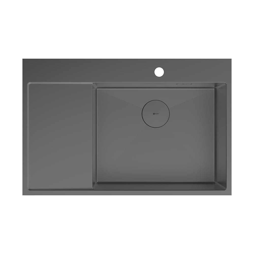 Мойка кухонная с крылом Lemark KEZADRA 780P из нерж.стали, чаша справа, графит, в комплекте крепеж, арматура сливная с прямоуг.переливом, сифон 9936155