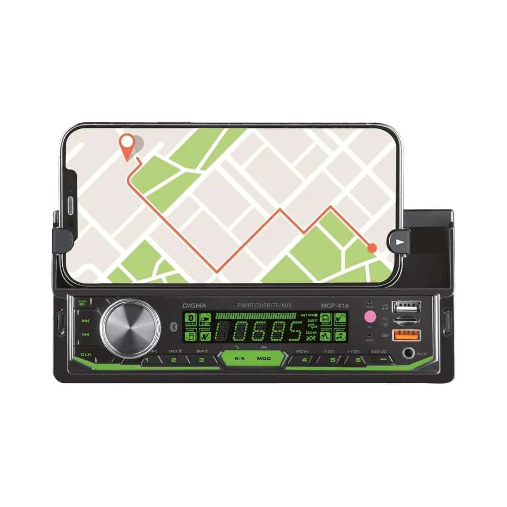 Автомагнитола DIGMA MCP-414 1DIN, 4x50 Вт, BT5.0, USB2.0, AUX 2, ПДУ 2012332