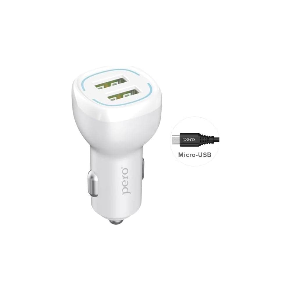 AЗУ PERO AC04 2USB 2.4A AUTOMAX c кабелем Micro USB в комплекте, белое AС04MCW