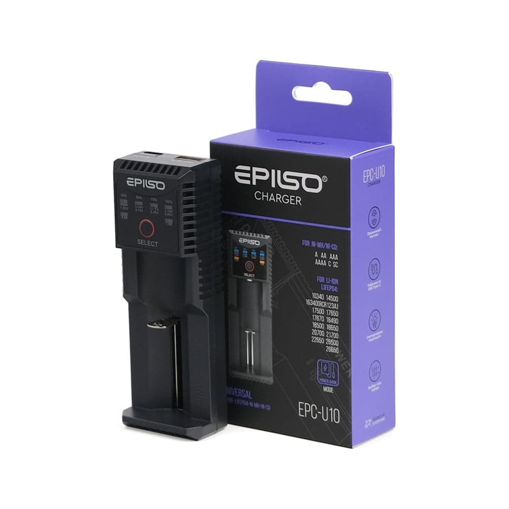 Зарядное устройство Epilso (1х 10340, 14500, 16340, 18650, 26650, A, AA, AAA, C; PowerBank) EPC-U10