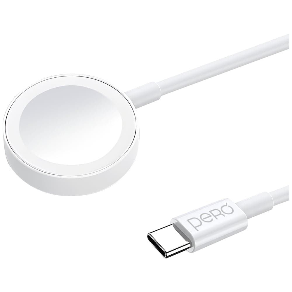Беспровдное зарядное устройство PERO TC19 USB-C для Apple Watch, магнитное, белое ТС19WH
