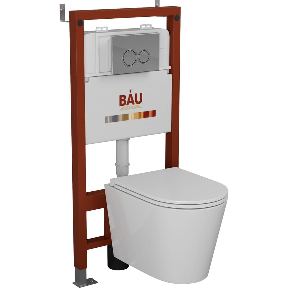 Комплект Bauedge BAU 6 в 1: инсталляция BAU PRO, унитаз подвесной безободковый вихревой со скрытым сливом Bau Nimb Hurricane3, сиденье дюропласт микролифт, клавиша BASIC хром Q111300-BK0001-HQ3-01.02.19