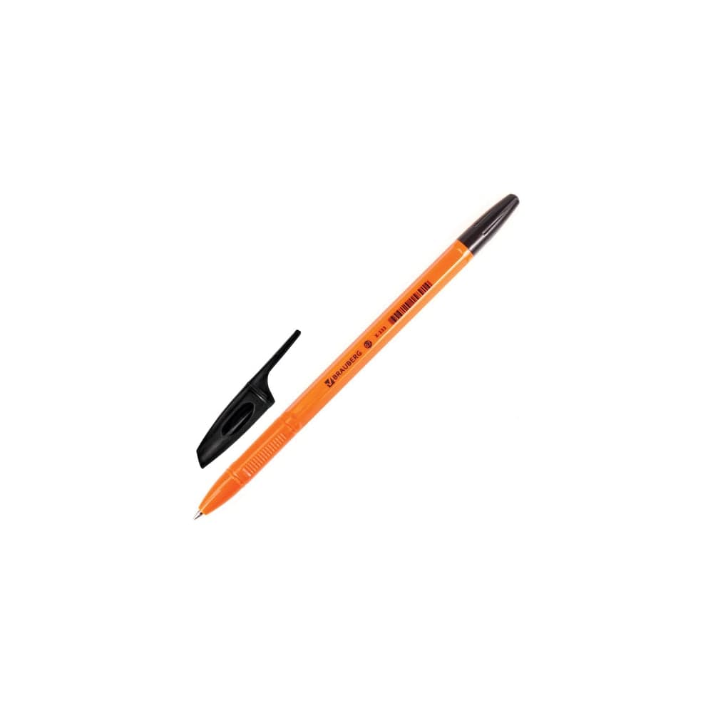Ручка шариковая BRAUBERG X-333 Orange, черная, корпус оранжевый, узел 0,7 мм, линия письма 0,35 мм 142410