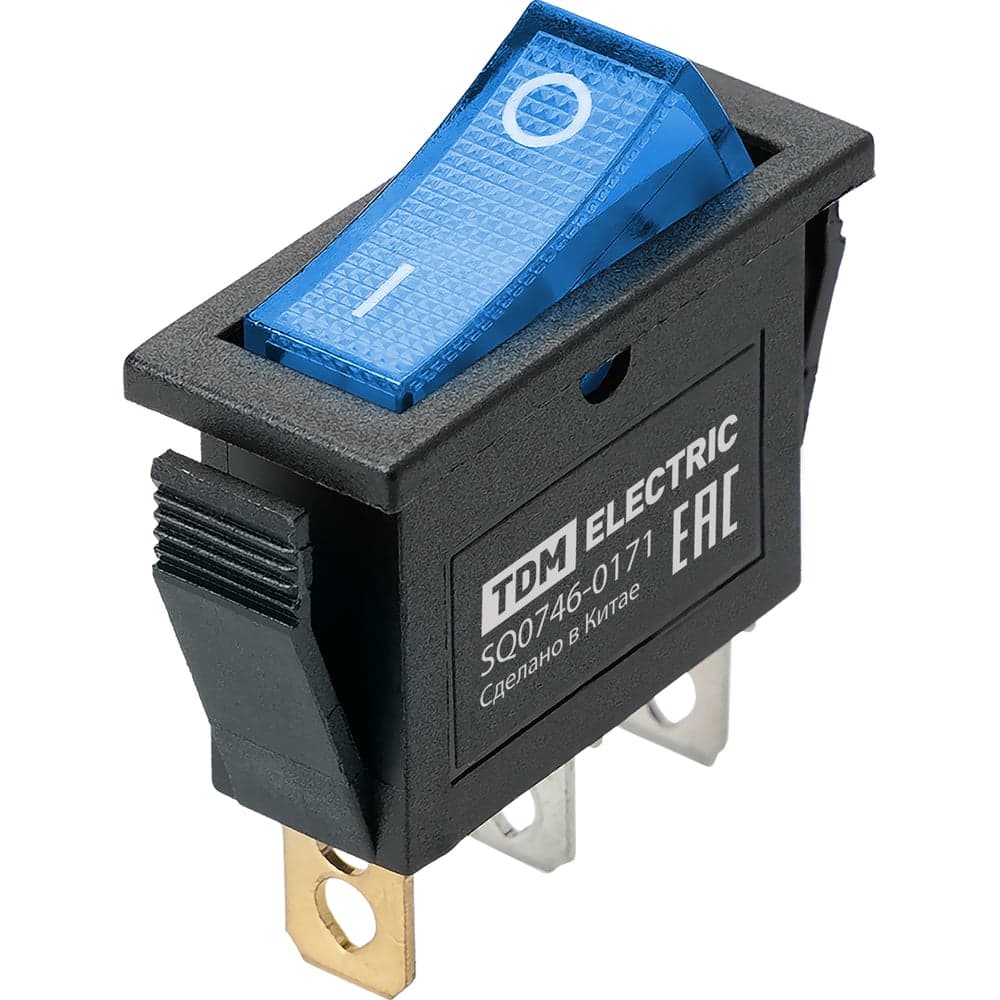 Выключатель TDM ELECTRIC IRS-101N 250В AC/DC, 1P, 15А, (3с), ON-OFF, черный корпус, синяя клавиша с LED подсв. TDM SQ0746-0171