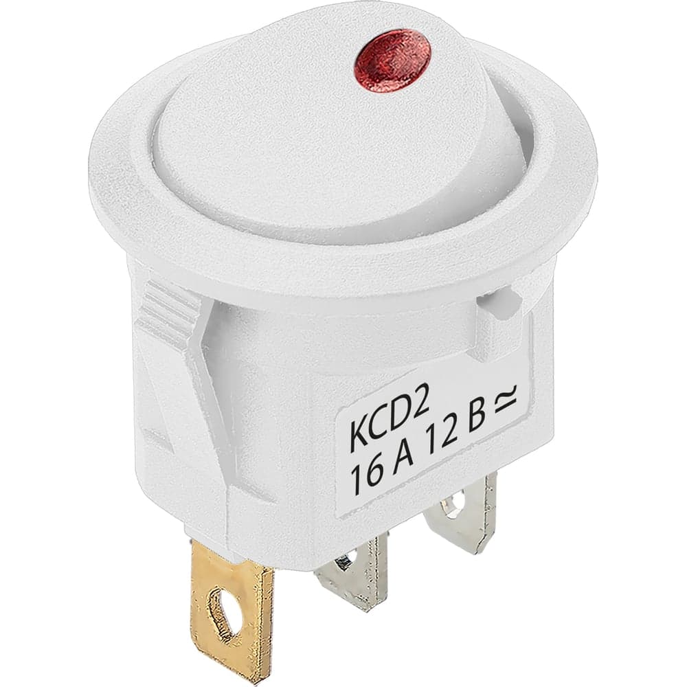 Выключатель клавишный TDM ELECTRIC KCD2-101N-2 12В AC/DC, 1P, 16А, (3с), ON-OFF, белый с красной точечной LED подсветкой TDM SQ0746-0147