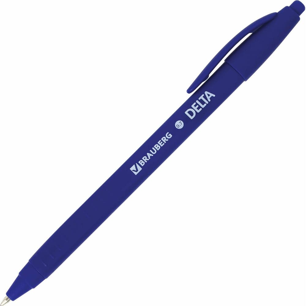 Ручка шариковая масляная автомат. Delta BRAUBERG, СИНЯЯ, soft-touch, 0,7 мм, линия 0,5 мм 12 шт 143339