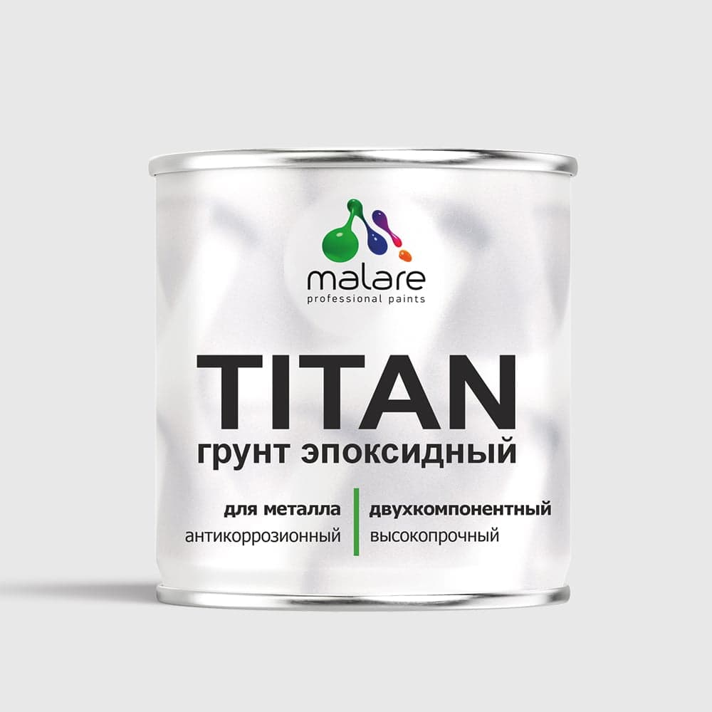 Эпоксидный грунт для авто MALARE TITAN / 2К автогрунтовка двухкомпонентная антикоррозионная высокопрочная, цвет белый (1 кг + 0,1 кг отвердитель) ЭГАВТ9003Г0100