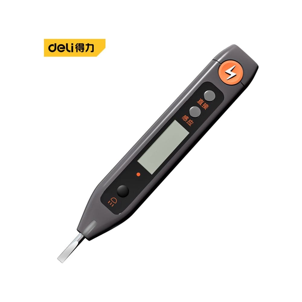 Индикаторная отвертка-тестер напряжения цифровая DELI Home Series Gray HT7005 (12-250 В, фонарик, батарейки в комплекте) 169213