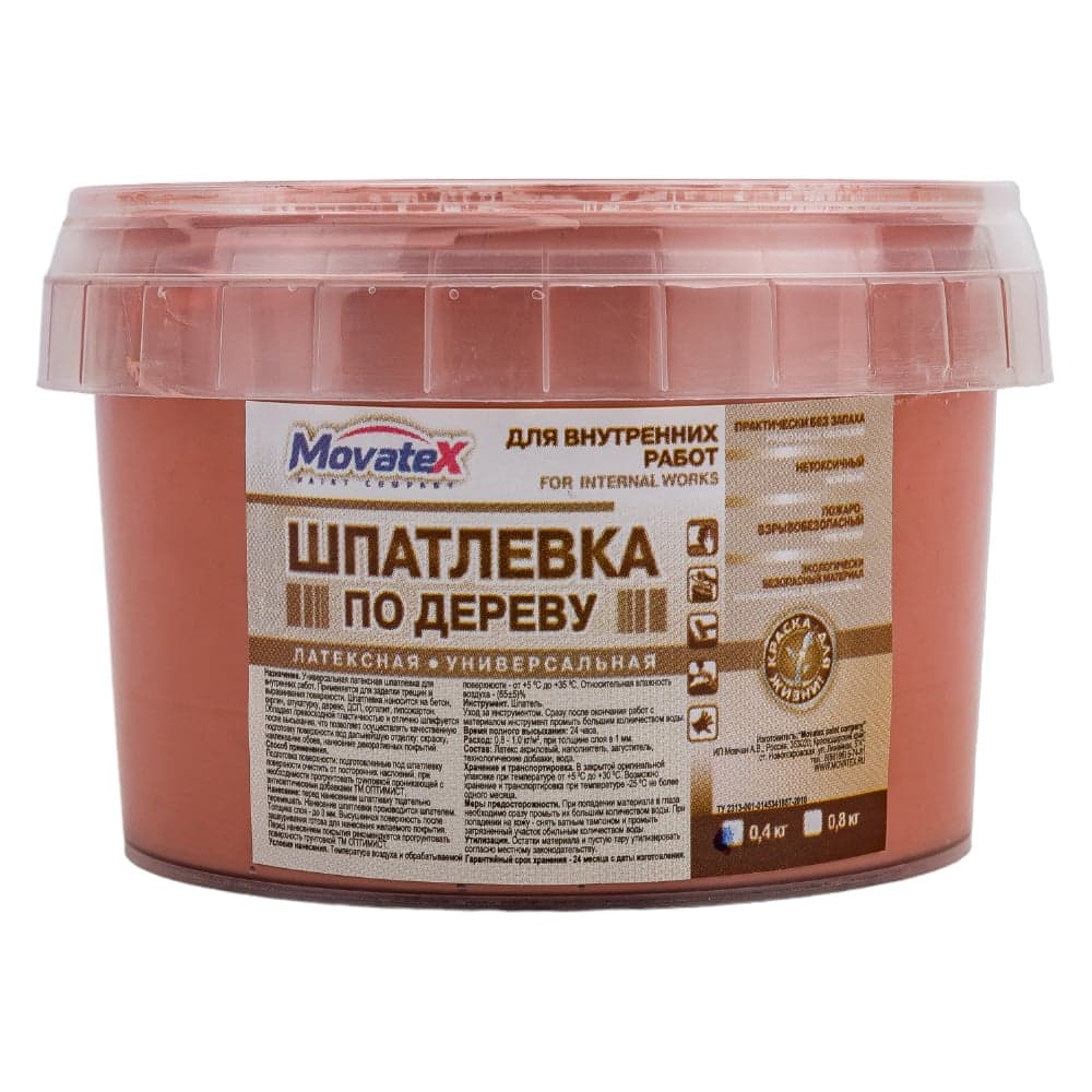 Шпаклевка по дереву (0.4 кг; черешня) Movatex Т16174