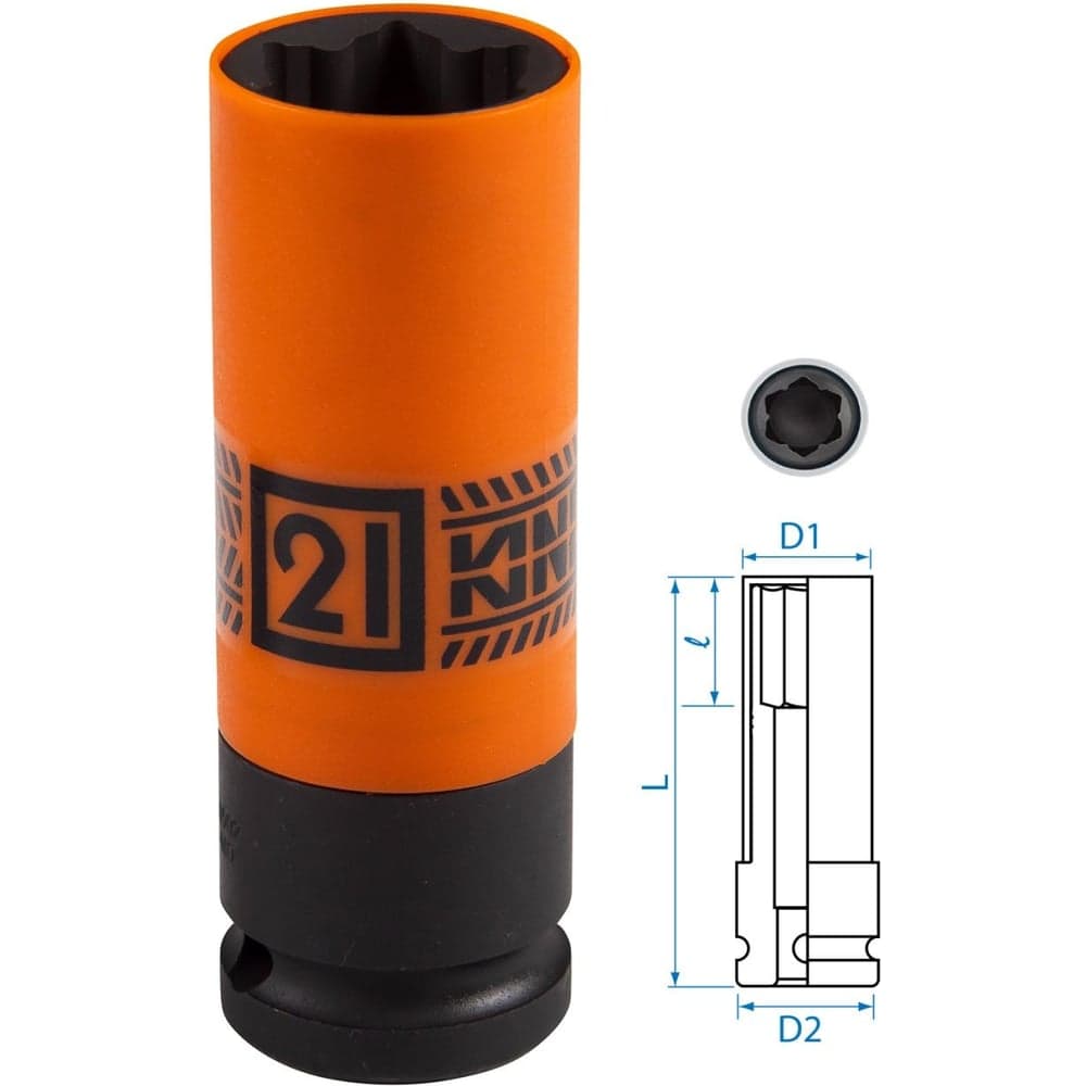 Головка ударная для секретных болтов Hyundai, KIA KING TONY 1/2", 21 мм 9BW4502