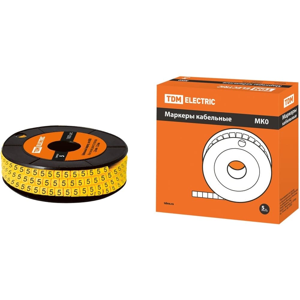 Кабельный маркер TDM ELECTRIC 1,5мм символ 5 1000 шт SQ0511-0006