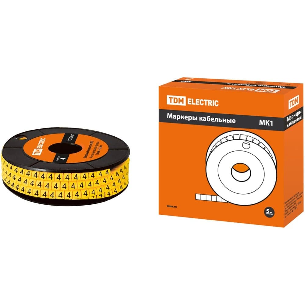 Кабельный маркер TDM ELECTRIC 2,5мм символ 4 1000 шт SQ0511-0019