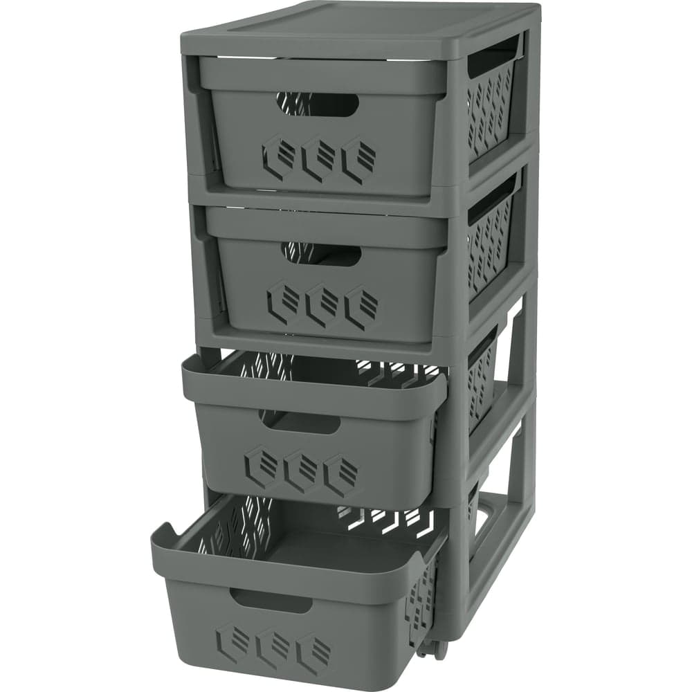 Комод Econova Deluxe на колесах, 4 ящика, 300х385х690 мм серый 43327691170
