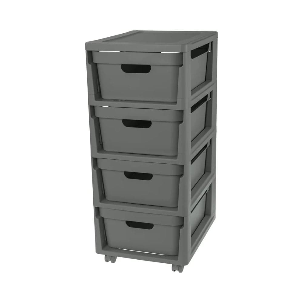 Комод Econova Luxe на колесах, 4 ящика, 300х385х690 мм серый 43324671170