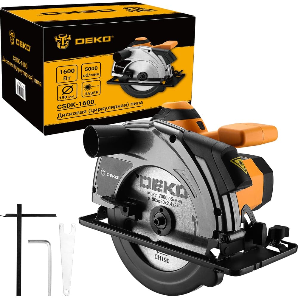 Дисковая (циркулярная) пила DEKO CSDK-1600, 1600Вт, 190мм диск 085-1151