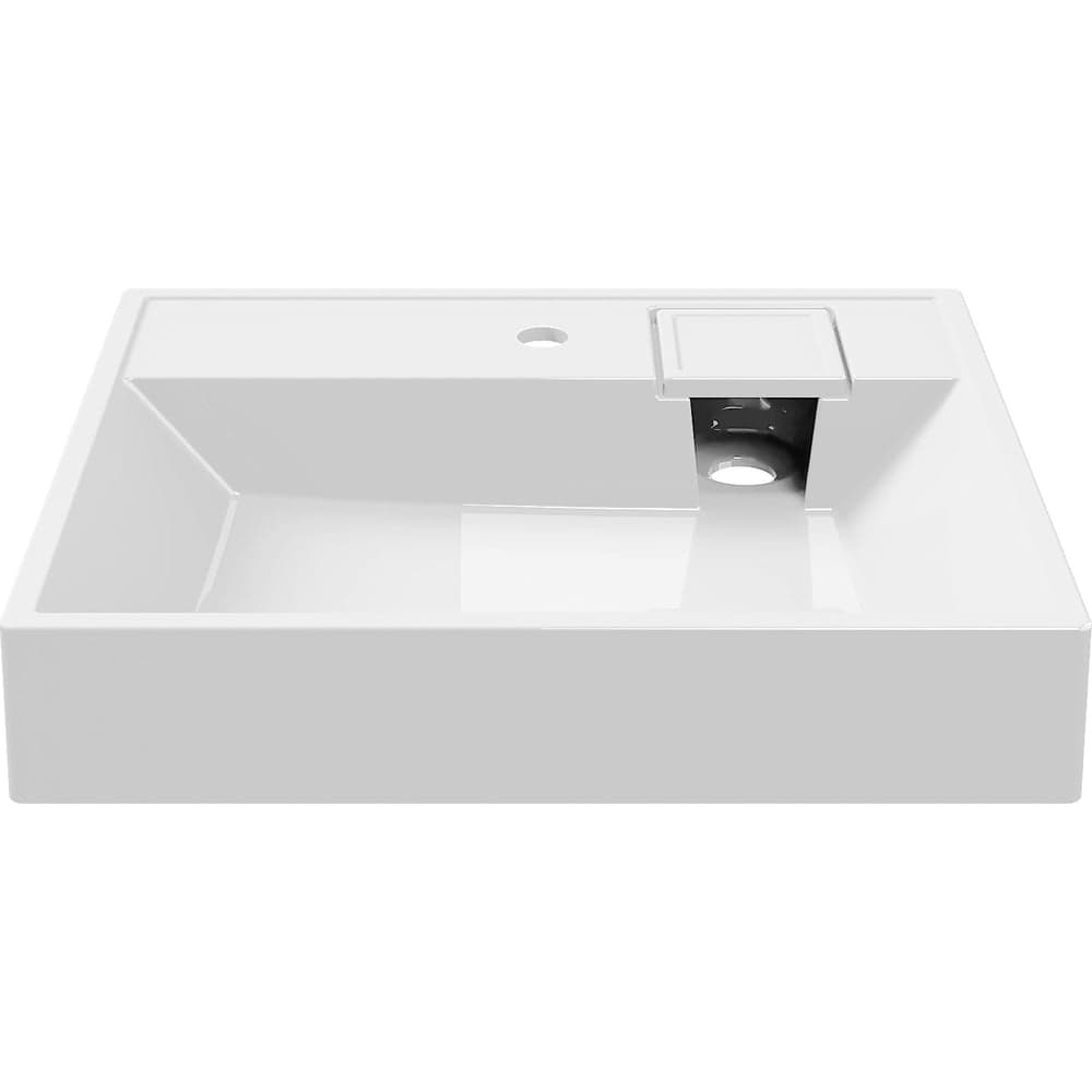 Раковина над стиральной машиной Bauedge BAU Cerama 60x60, литьевой мрамор в комплекте с кронштейнами и выпуском, белая UF0005
