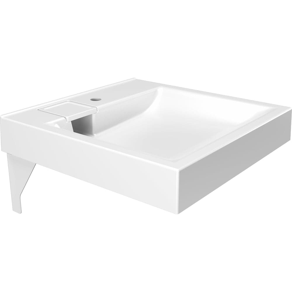 Раковина над стиральной машиной Bauedge BAU Soul 60x60, литьевой мрамор в комплекте с кронштейнами и выпуском, белая UF0002