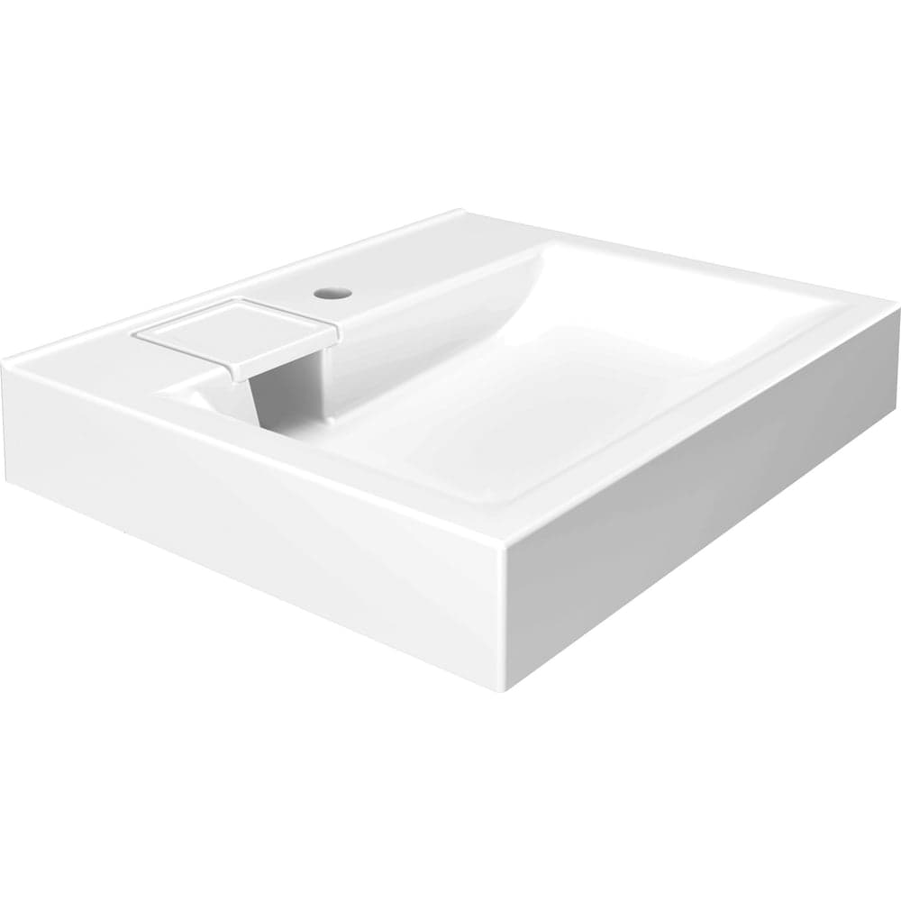 Раковина над стиральной машиной Bauedge BAU Soul 60x50, литьевой мрамор в комплекте с кронштейнами и выпуском, белая UF0001
