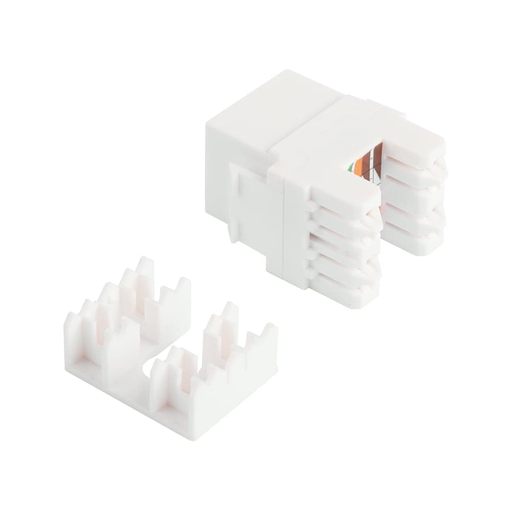 Модуль Keystone LANMASTER RJ45, неэкранированный, категория 6, со встроенной шторкой, 180 градусов, белый LAN-OK45U6/180R-WH