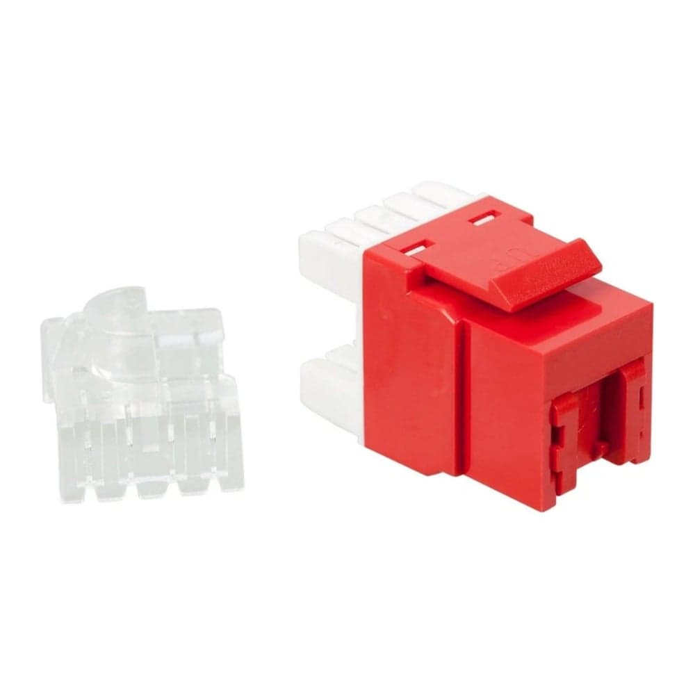 Модуль Keystone LANMASTER RJ45, неэкранированный, категория 6, без шторки, 180 градусов, красный LAN-OK45U6/180N-RD