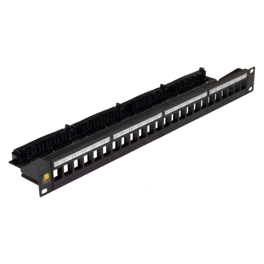 Патч-панель неэкранированная наборная LANMASTER 19", 24 порта, 1U, с задним органайзером с фиксаторами кабеля LAN-PPN24OK-UTP