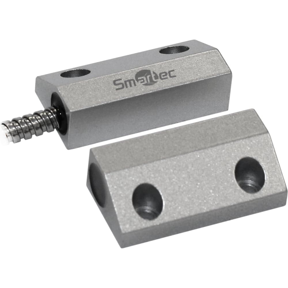 Магнитоконтактный датчик Smartec ST-DM131NO-SL НР, серебряный, накладной для металлических дверей, металлорукав smkd0826