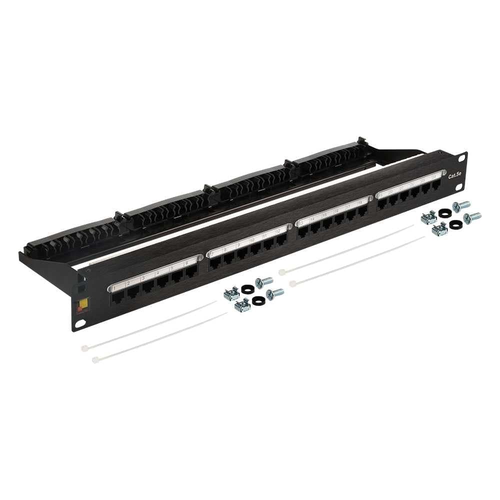 Патч-панель LANMASTER 19", 24 порта RJ45, неэкранированная, кат.5E, 1U, с задним органайзером с фиксаторами кабеля, LAN-PPL24U5E LAN-PPN24U5E