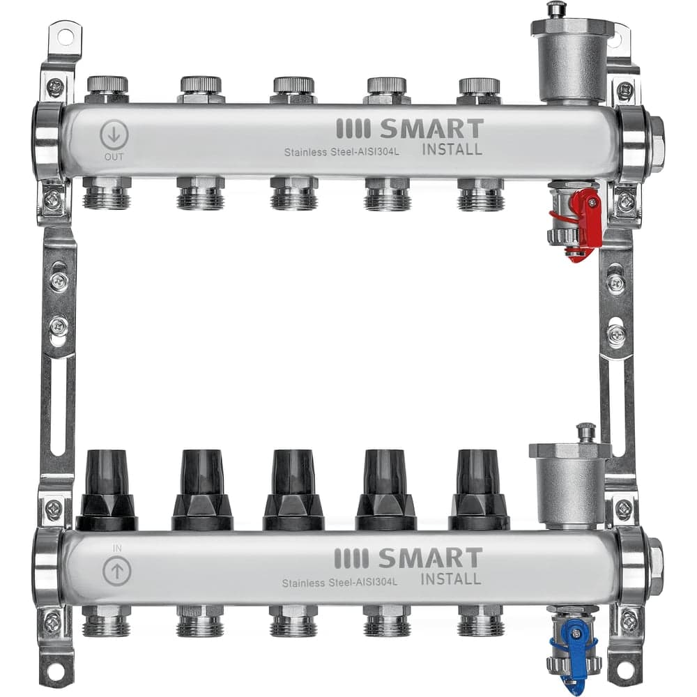 Комплект коллекторов Smart Install нерж. ст., с термостат. клапанами, 1x3/4-10 вых., 53140S
