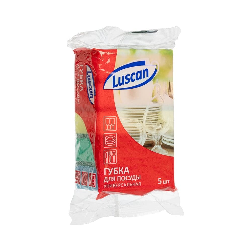 Поролоновые губки для мытья посуды Luscan 80x50x26 мм 5 шт 1070940