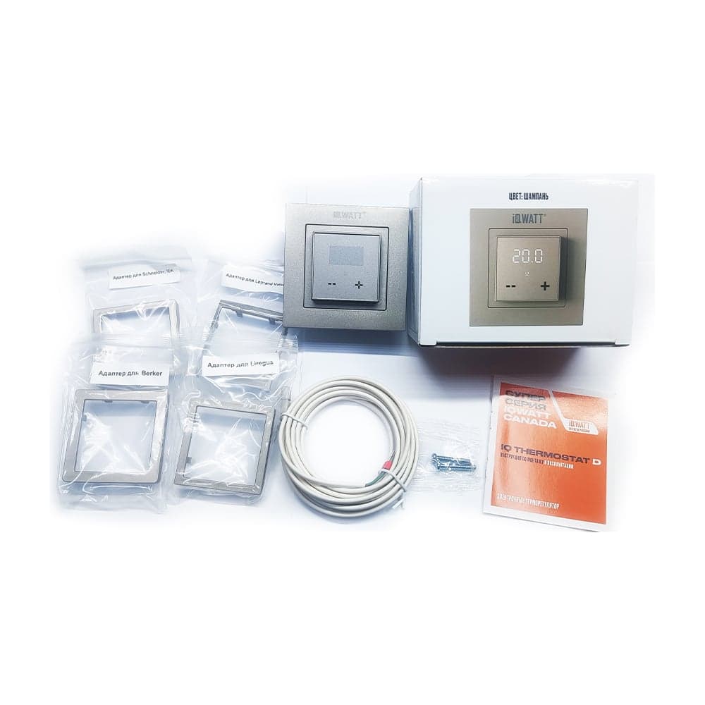 Терморегулятор для теплого пола IQWATT с Wi-Fi программируемый IQ THERMOSTAT D Wi-Fi шампань 400426