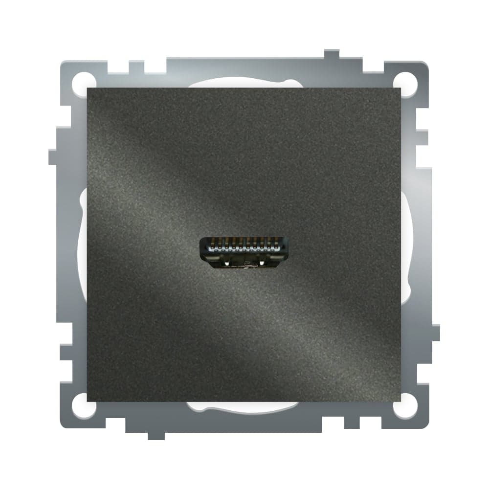 Механизм розетки HDMI STEKKER 2.1, Type A, серия Катрин, графит, GLS00-7118-06, 50059