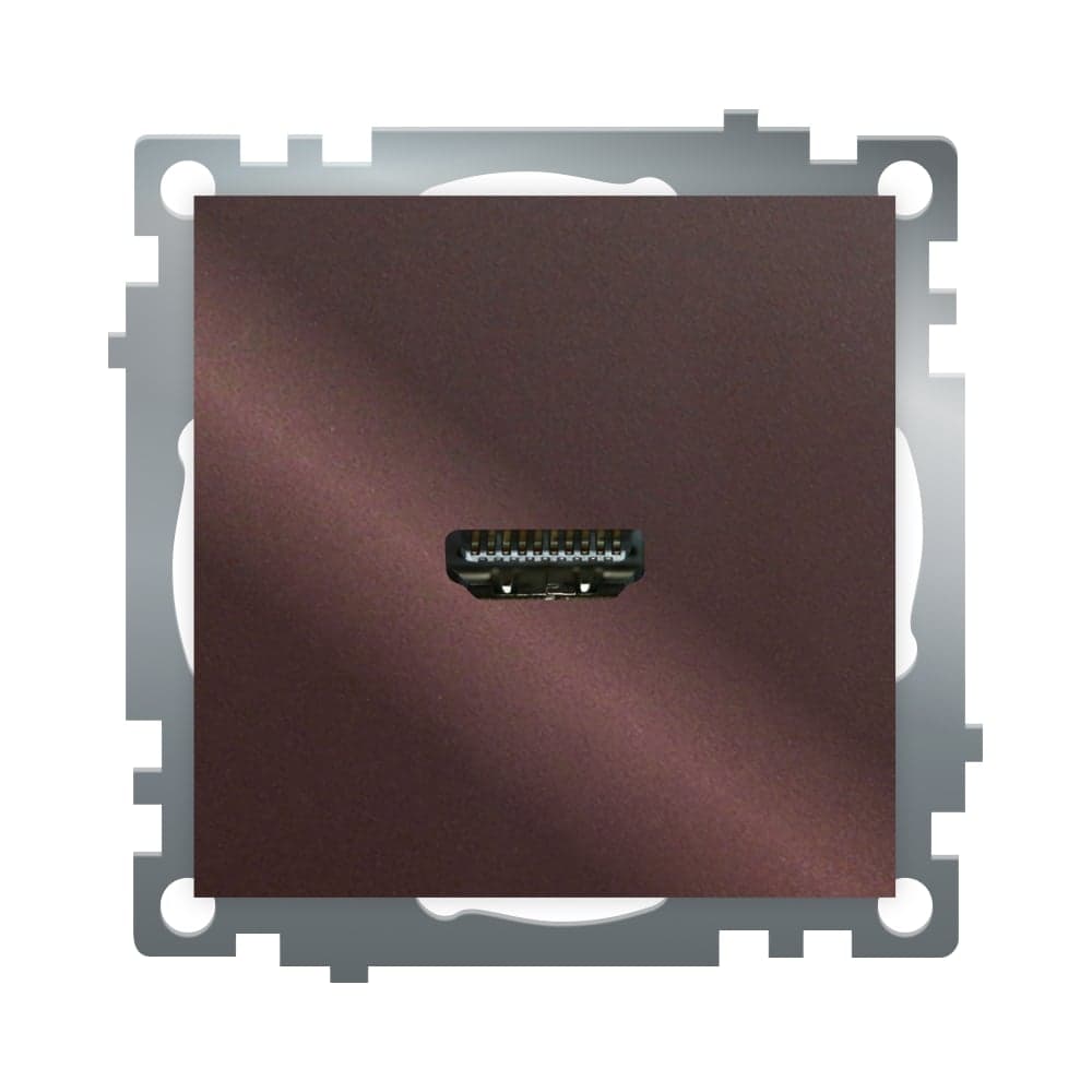 Механизм розетки HDMI STEKKER 2.1, Type A, GLS00-7118-04, серия Катрин, шоколад, 50064
