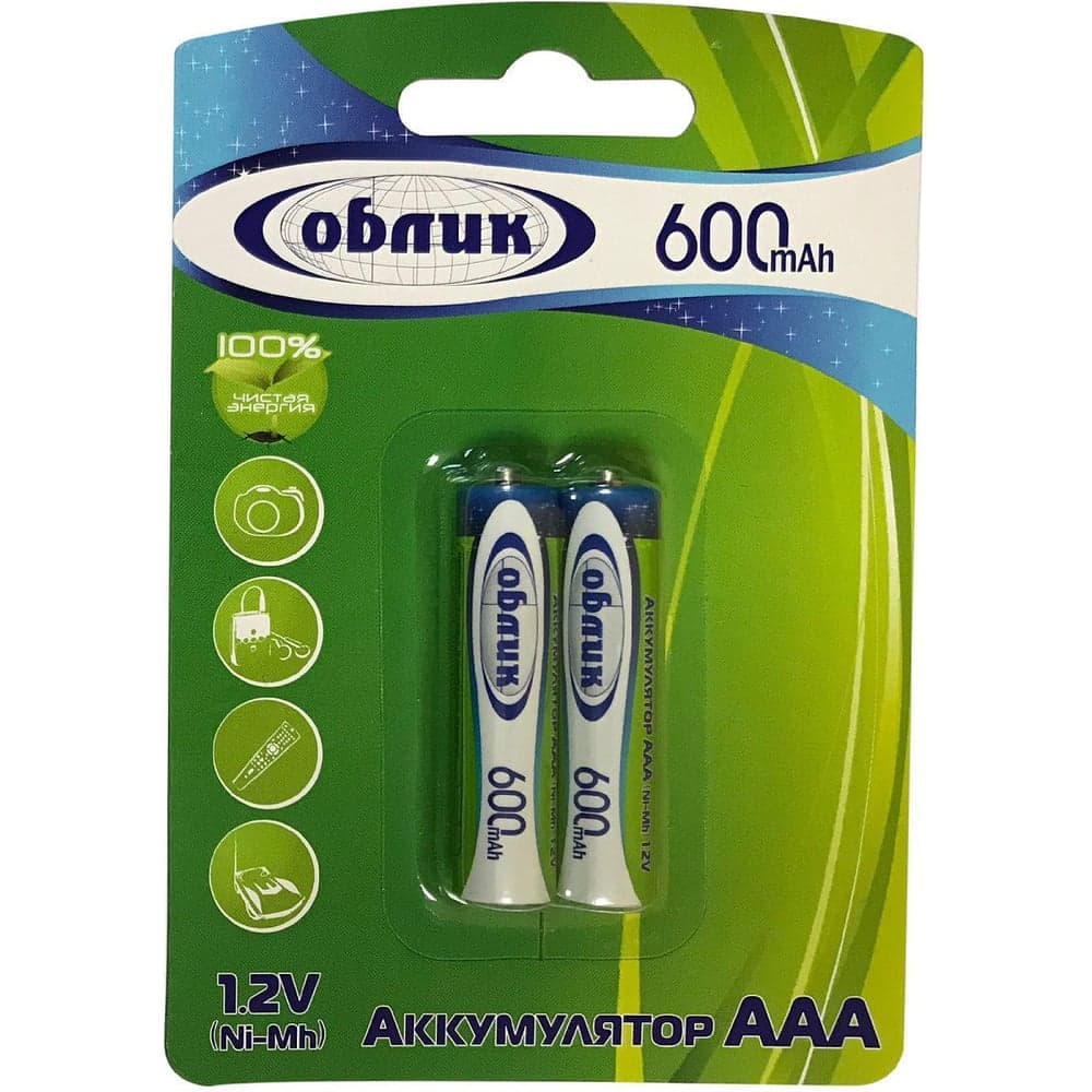 Аккумуляторы Облик Ni-Mh AAA -600 mAh Блистер-2 7056 - 2