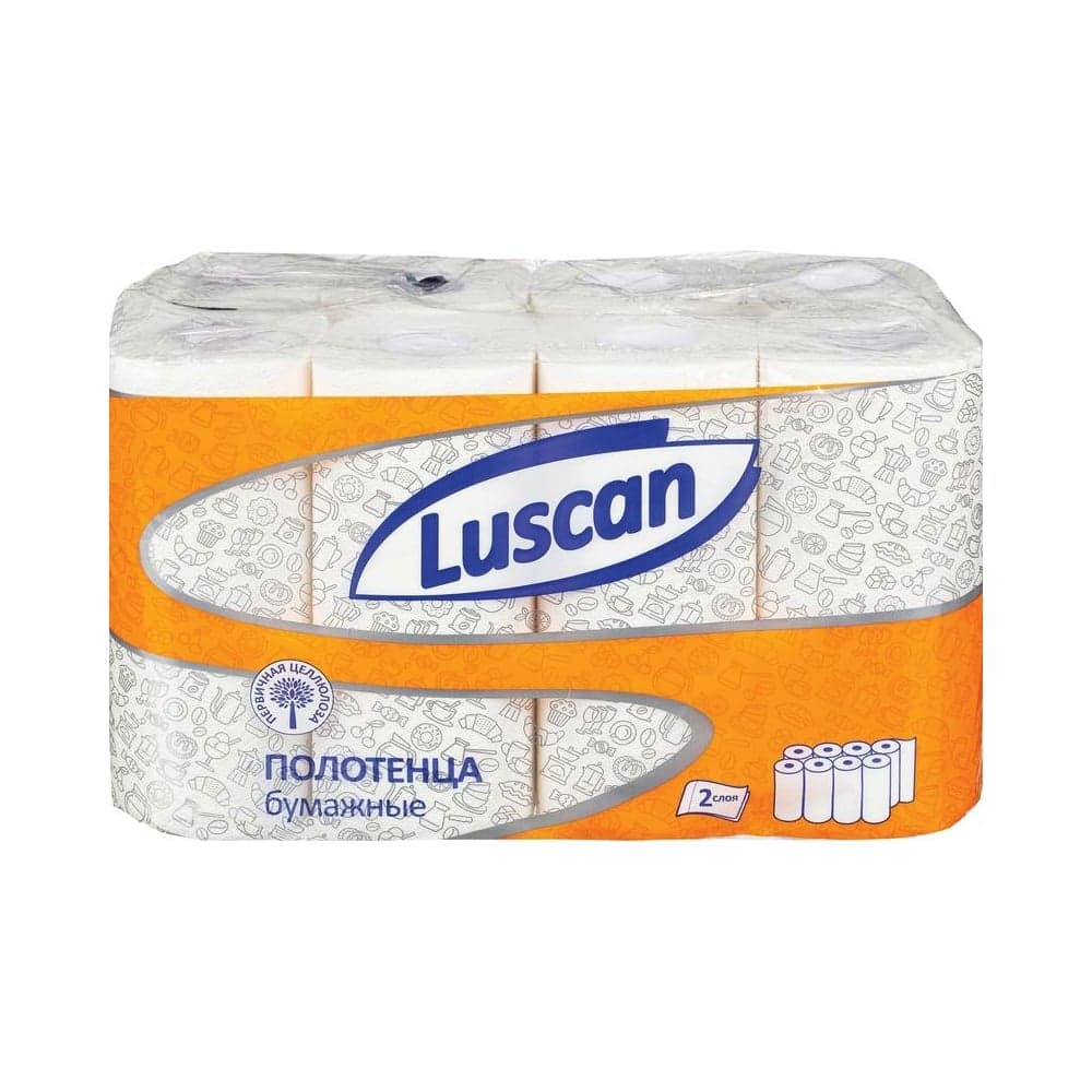 Бумажные полотенца Luscan 2 слоя, белые, 8 рулонов по 12 метров 1178130