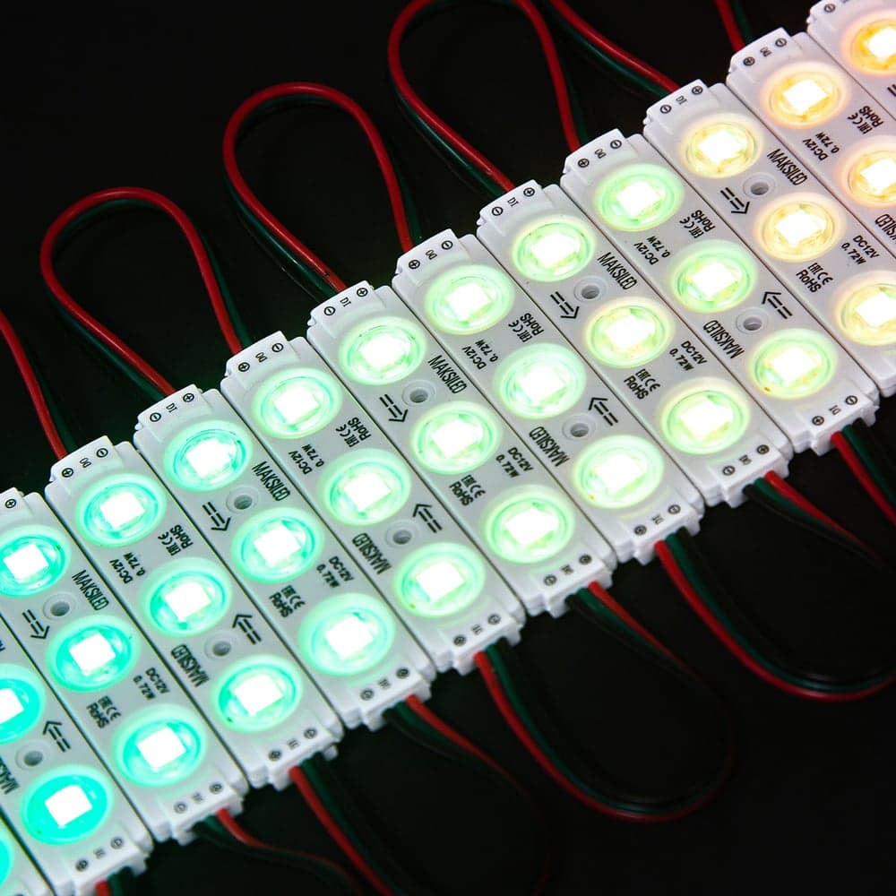 Модуль управляемый MAKSILED 20 шт, 12В, 0.72Вт, SPI, RGB, WS2811, IP65, ML-M3RGB-IC-5050(2811)