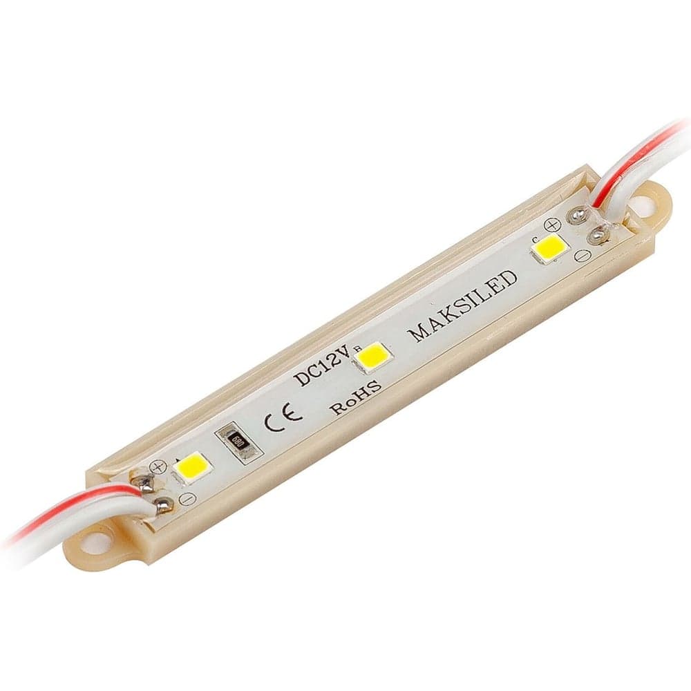 Светодиодный модуль MAKSILED 20 шт, 0.6 Вт, 12 В, IP64, 3smd 2835, 60лм, 3000K, теплый белый, ML-M3CH-2835-WW
